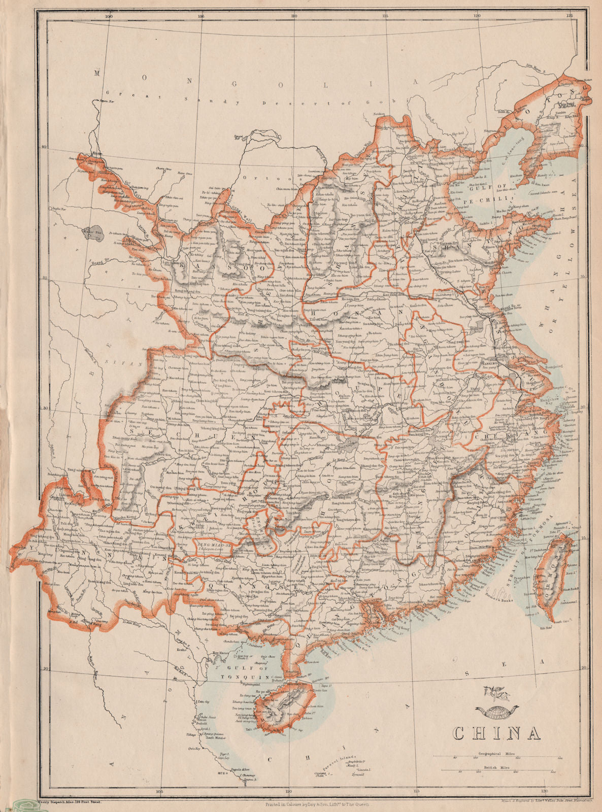 CHINA. Grand Canal. Great Wall. Amherst & Macartney routes. WELLER 1863 map